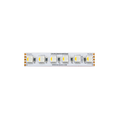 Moss LED FlexLED 96 RGB + White All-In-One 24V close-up flat lay section showing individual RGB and white all-in-one LED diodes 96 LEDs/m