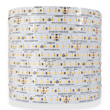 Moss LED FlexLED Bi-Colour 2700K-5600K 24V CCT Adjustable 3528 chip large coiled reel white background