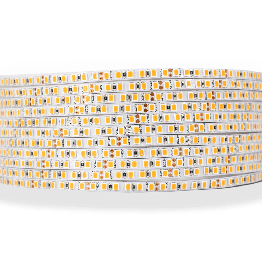 Moss LED FlexLEDslim 180 White 24V – 180 LED/m ultra-slim warm white LED strip, dense coil close-up