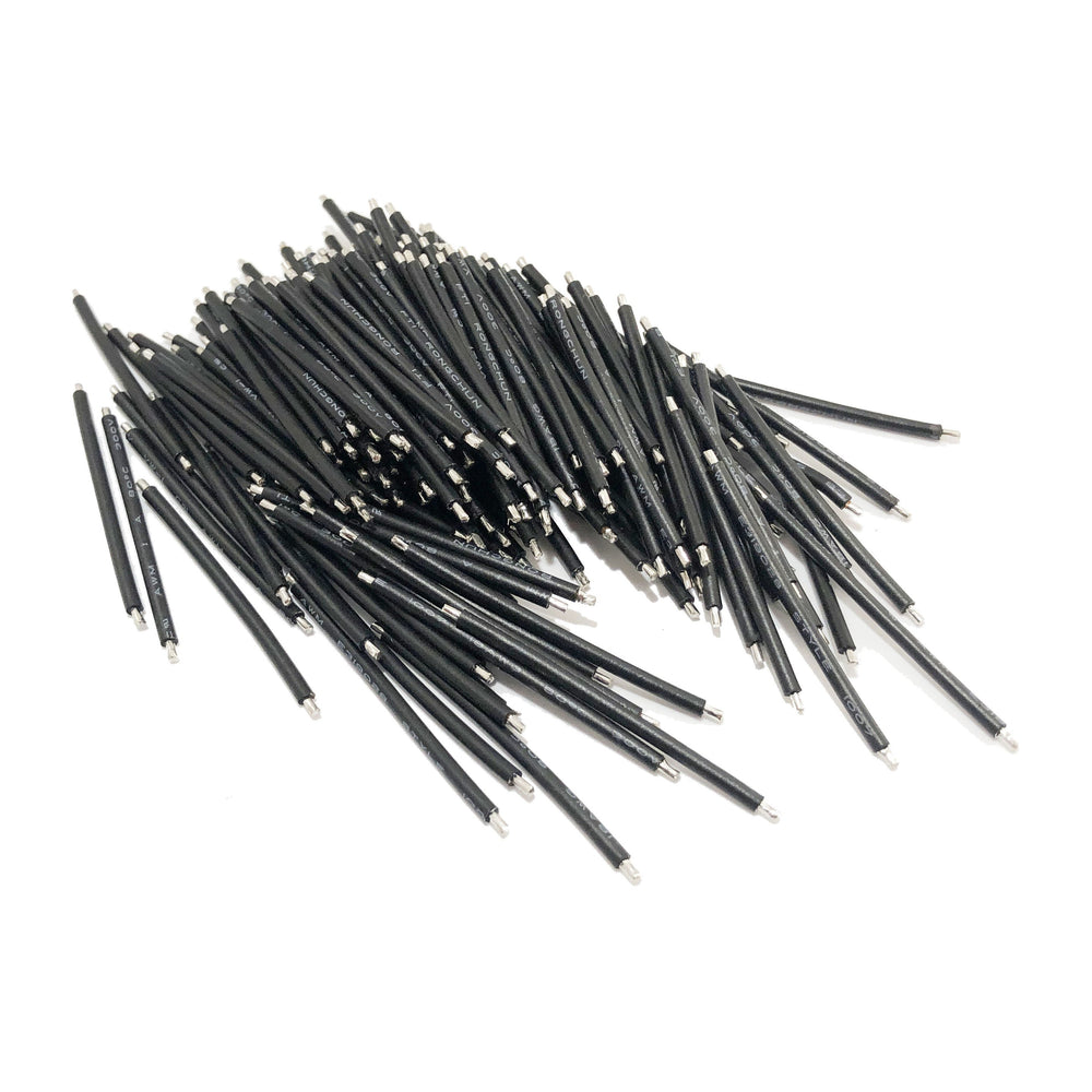Moss LED jumper cables black pre-stripped and tinned wires bulk pile for LED soldering connections