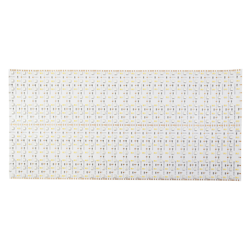 Moss LED ML14 Panel FlexLED RGB+WW+CW – 500mm × 240mm flexible LED panel flat top-down view showing complete RGB, warm white, and cool white chip matrix and PCB layout, for film, television, and live entertainment lighting