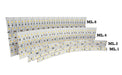 Moss LED ML2 Panel FlexLED showing ML.1 ML.2 ML.4 ML.6 panel size comparison on white background
