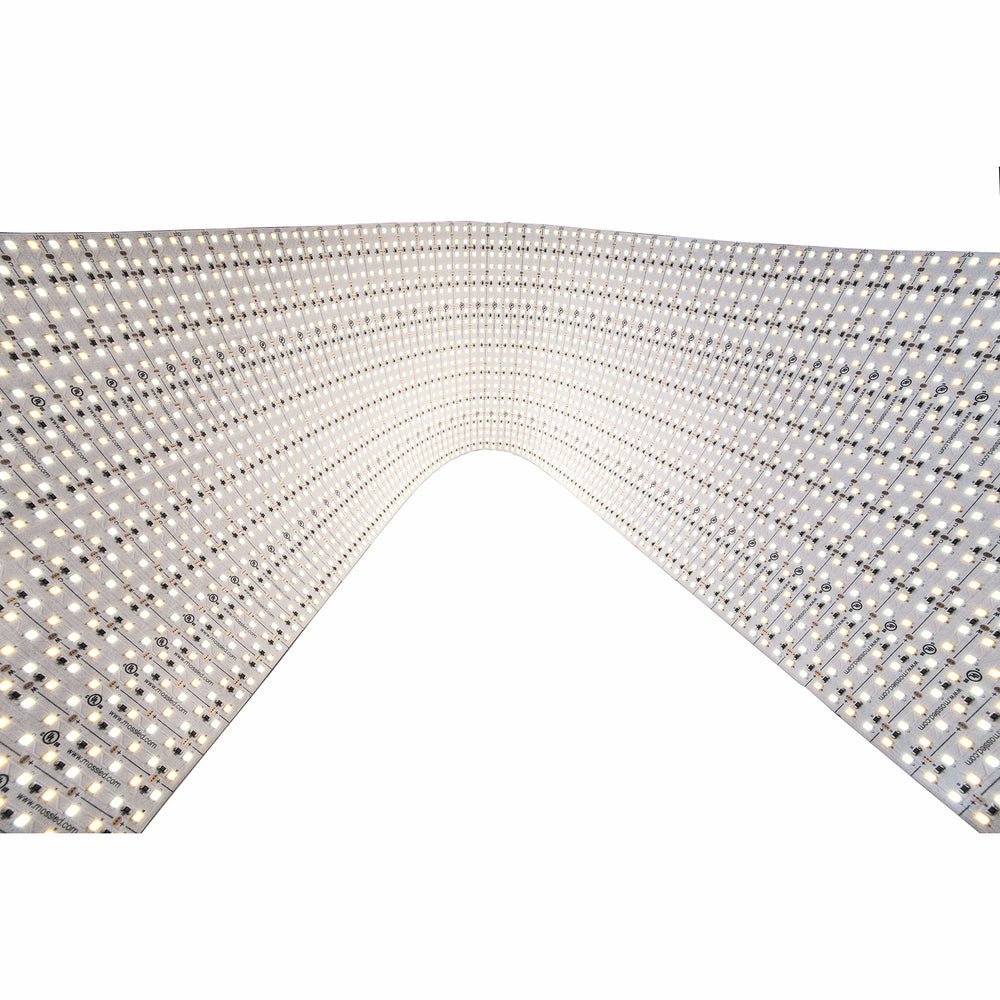 Moss LED ML24 Panel FlexLED 24-way high density flexible LED panel folded to show flexibility with white PCB and dense LED array