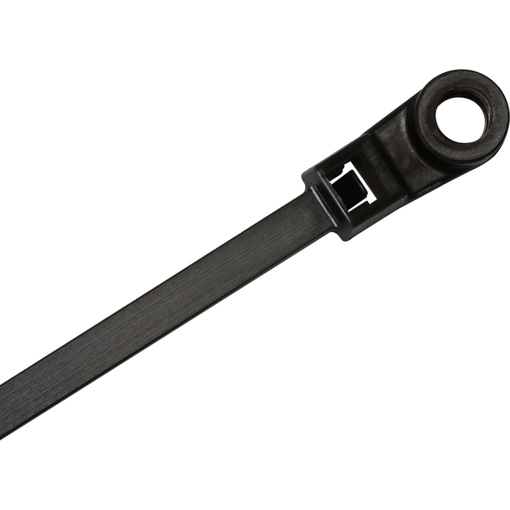 MossLED black mounted head zip tie 8 inch nylon cable tie with screw hole for secure cable management