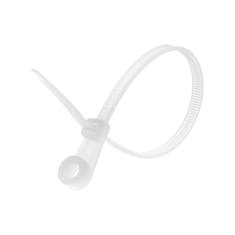 MossLED white mounted head zip tie nylon cable tie with screw hole for secure mounting and cable management