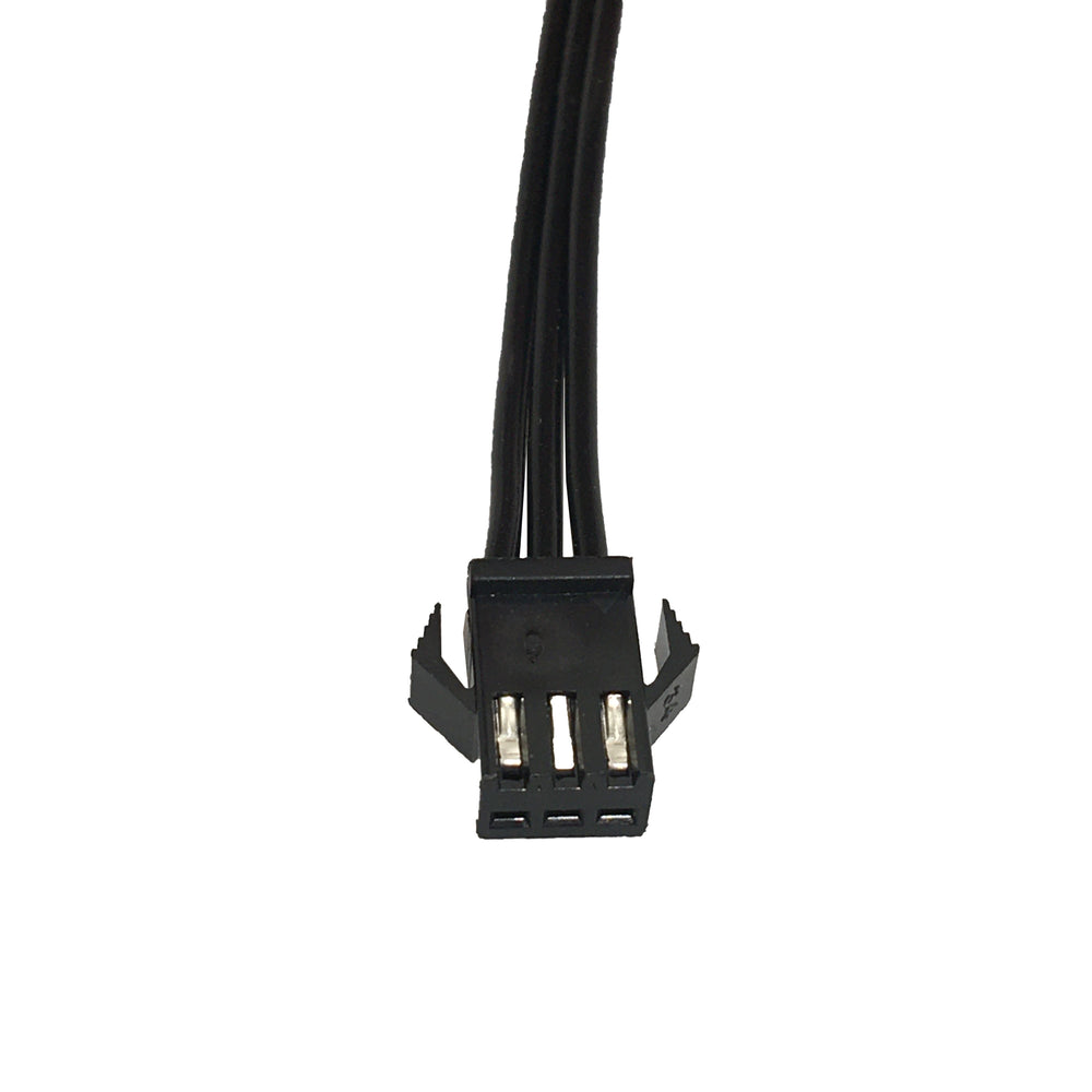 Moss LED pixel connector tail JST 3-pin male close-up showing connector pins for addressable LED strips
