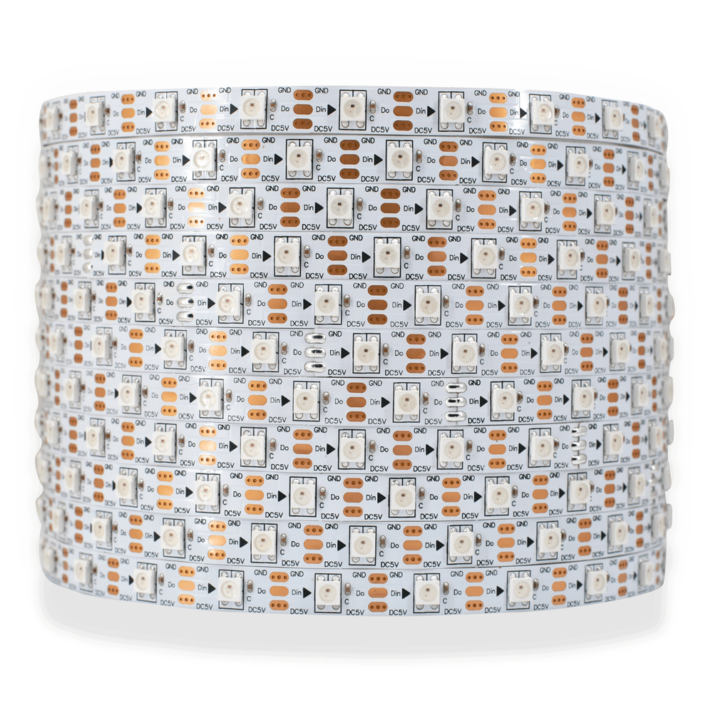 Moss LED Pixel FlexLED 5V RGB WS2812B 48 LEDs per meter coiled reel on white background