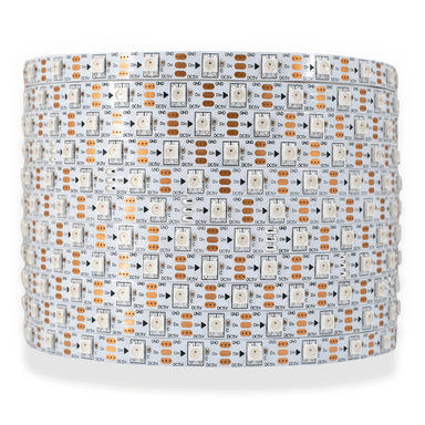 Moss LED Pixel FlexLED 5V RGB WS2812B 48 LEDs per meter coiled reel on white background