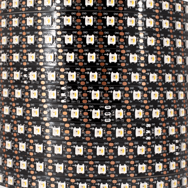 Moss LED Pixel FlexLED 5V RGBW Mid Frequency SK6812 black PCB coiled reel close up detail