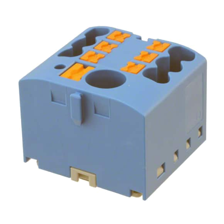 Moss LED power distribution block 7-pole 24A 600V blue with orange push-in levers for LED power wiring