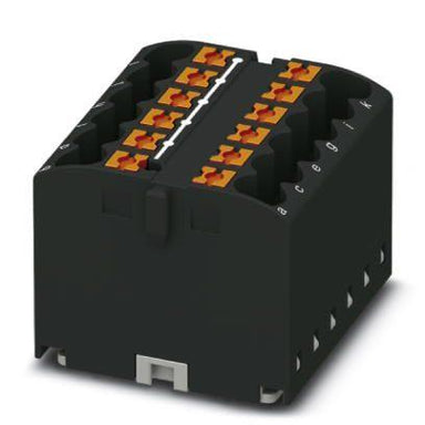 Moss LED power distribution terminal block 12-connection push-in type black with orange levers for LED power wiring