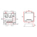 Moss LED Quad-LED HC DMX-512 Decoder – Dimensional Drawing: 107×122×32mm Enclosure with Labeled RJ45 & XLR DMX Ports, LCD Display, LED Output Terminal Block & Mounting Holes for Film & Stage Lighting