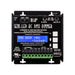 Moss LED Seni-LED High Current DMX 6 channel dimmer front view with LCD display showing DMX address green terminal blocks UL listed black housing