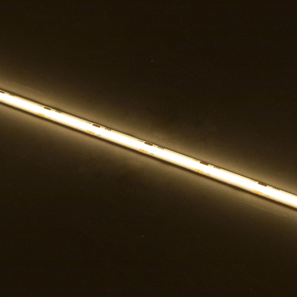 Moss LED SoftFLEX LED 546 2700K 24V COB lit strip diagonal dark background warm white continuous glow