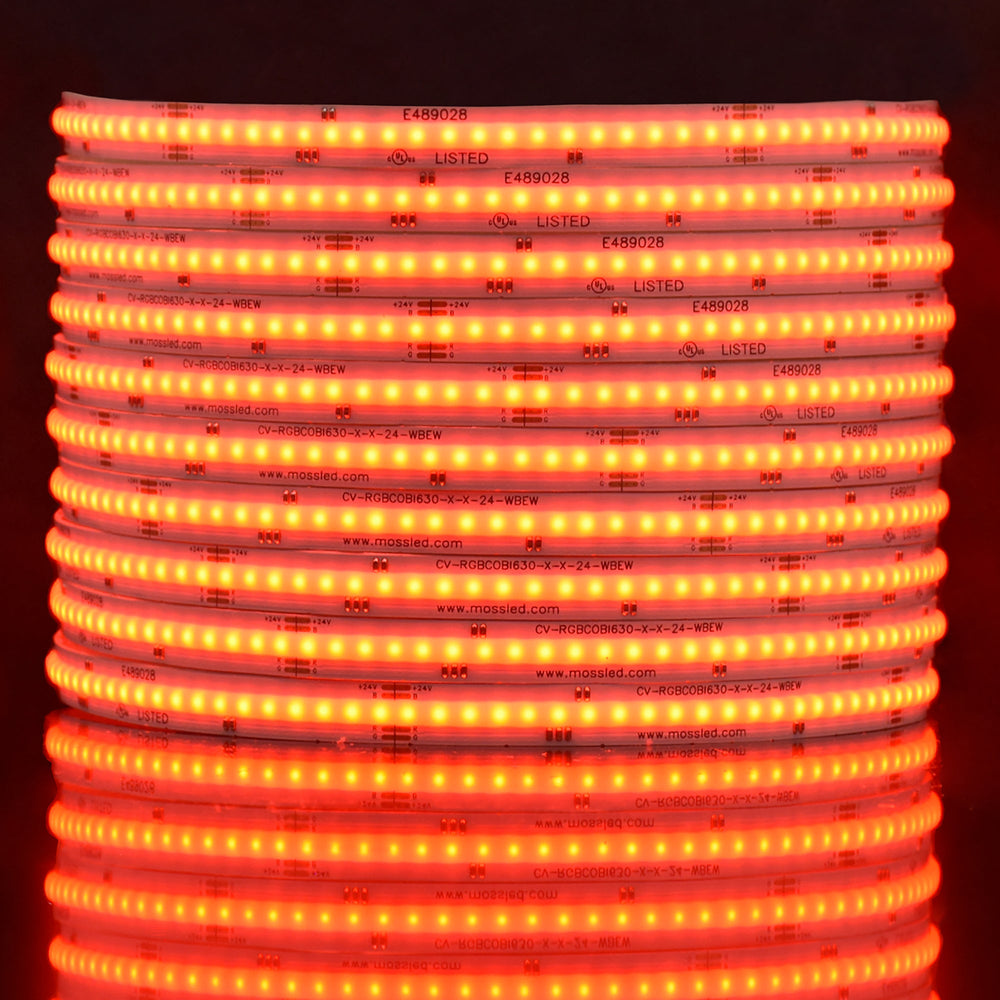 Moss LED SoftFLEX LED 630 RGB 24V illuminated coiled reel red orange color dark background