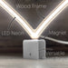 Moss LED white steel plate in use holding LED neon heart sign showing wood frame LED neon magnet attachment and versatile steel stand