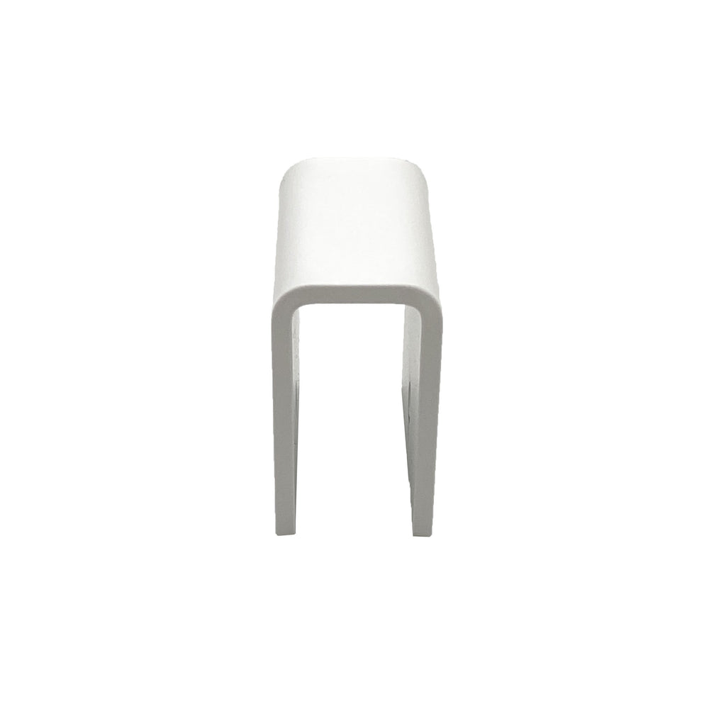 Moss LED white steel plate side view showing U-shaped bent profile for neon heart sign mounting base on white background