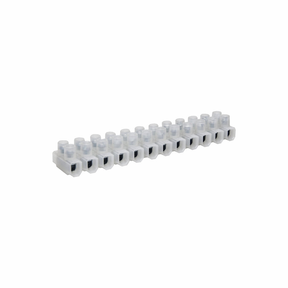 Moss LED 12 Position Feed-Thru Barrier Strip Terminal Block, White Plastic Housing with Wire Entry Ports, 300V 6A for LED Wiring