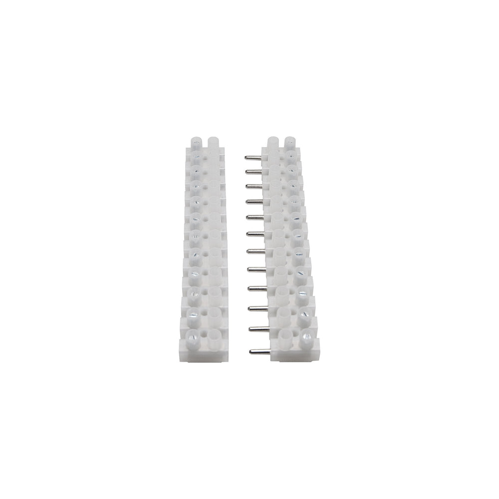 Moss LED 12 Position Terminal Block Pluggable Disconnected View, Male Header and Female Plug Separated, 300V 6A for LED Wiring