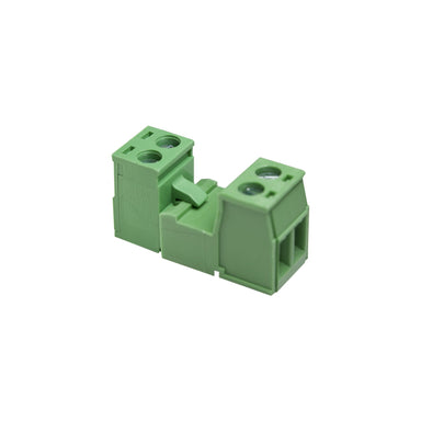 MossLED green 2-position pluggable terminal block connector pair connected together