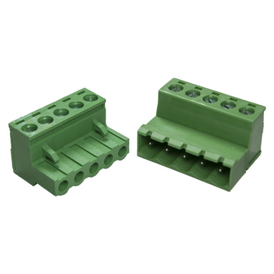 MossLED green 5-position pluggable terminal block connector pair with screw terminals for LED wiring