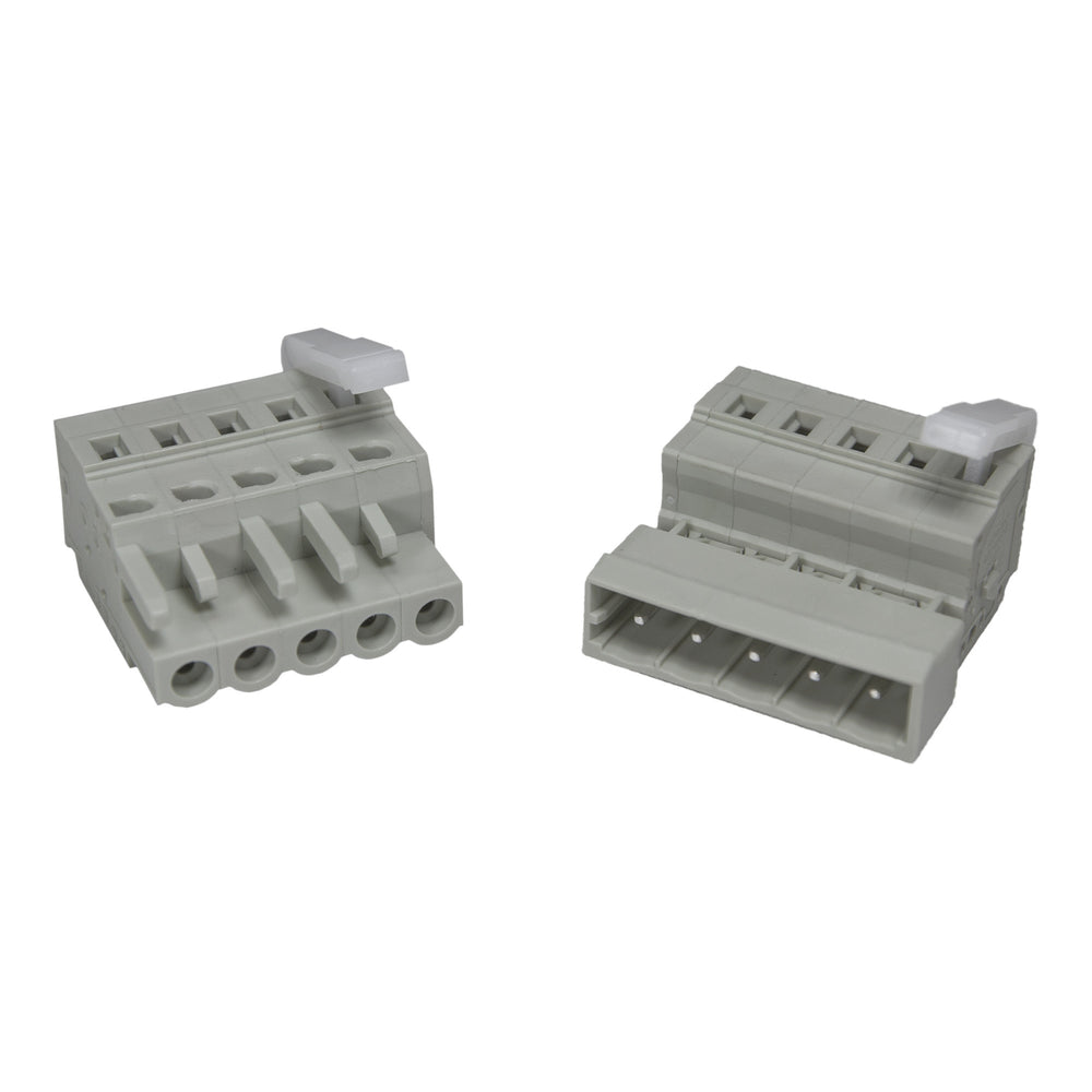 MossLED pluggable quick release 5-position terminal block connector pair in gray for LED strip wiring