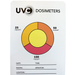 Moss LED UVC tab dosimeter color-changing UV-C indicator showing 25 50 and 100 mJ/cm2 dose levels