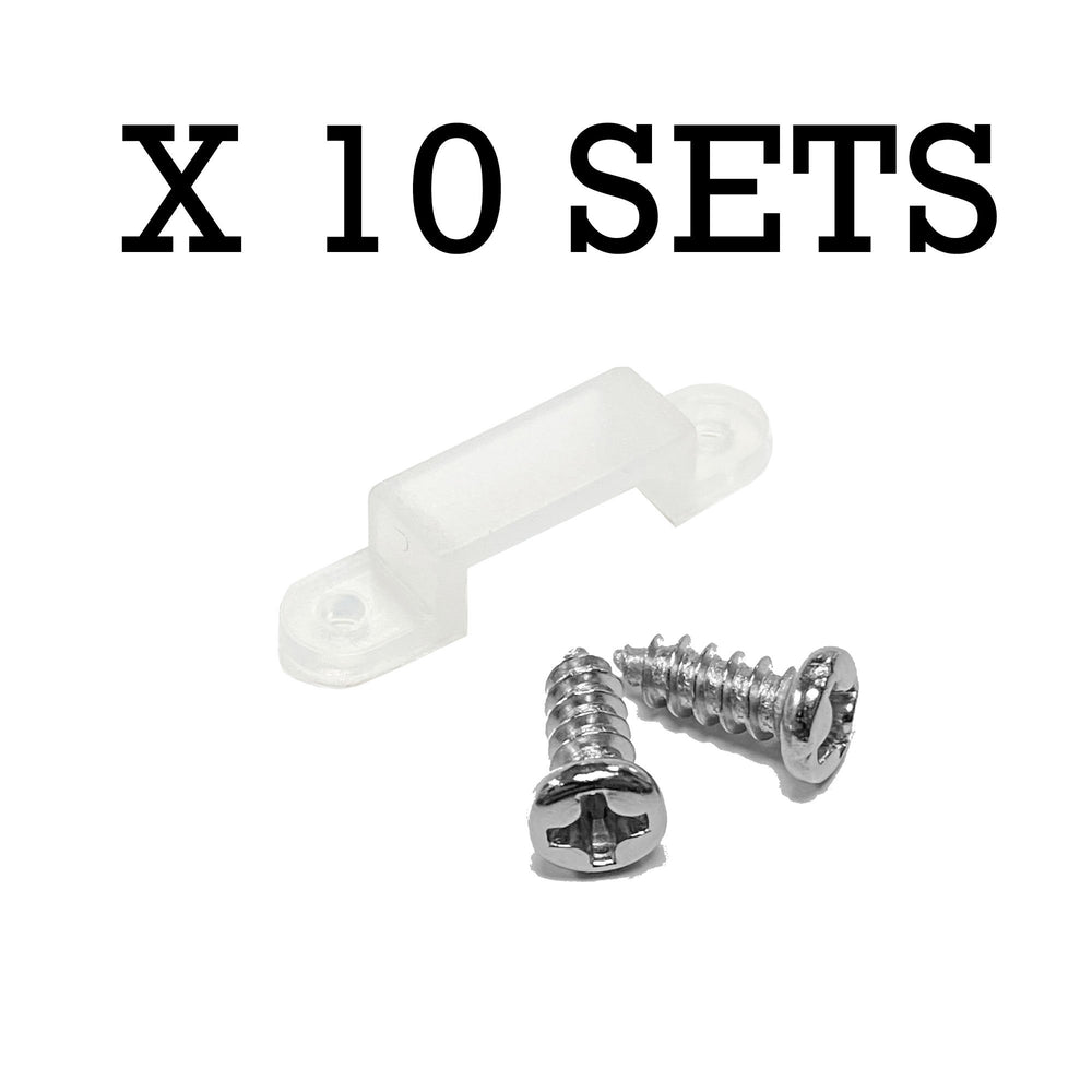 Moss LED waterproof FlexLED silicone mounting clip 10mm with screws sold in 10 sets