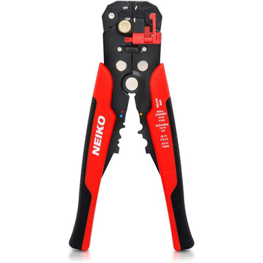 Neiko 01924A wire and cable strippers full front view self-adjusting tool red and black handles 10-26 AWG