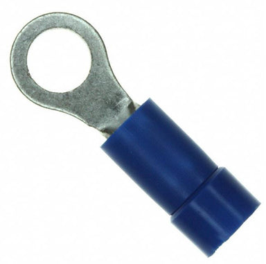 Panduit PV14-10R-M blue vinyl insulated ring terminal splice connector 16-14 AWG copper crimp with nylon insulation for wire connections