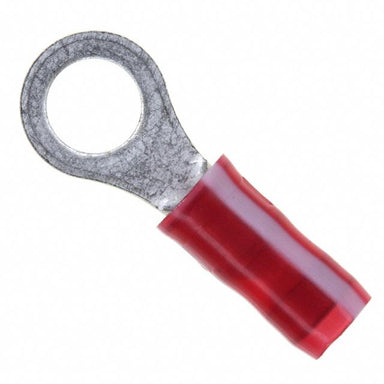 Panduit red vinyl insulated ring terminal splice connector 22-16 AWG copper crimp with nylon insulation for wire connections