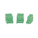 RC4 Wireless Phoenix Connectors for DMXpix and LumenDimPix three green connectors one 2-pin and two 4-pin individual close-up view white background