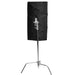 SNAPBAG softbox for Astera 3 tubes AX1 and Titan rear view mounted on C-stand showing black exterior fabric and mounting hardware