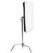 SNAPBAG softbox for Astera 3 tubes AX1 and Titan side view mounted on C-stand showing white diffusion panel and black back