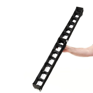 SNAPGRID 40 degree light control grid for Astera AX1 and Titan single tube front view showing grid cells held in hand black plastic