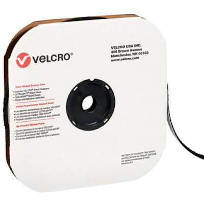 Velcro brand black loop fastener 1 inch by 25 yard roll with adhesive backing