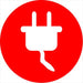 Wired to LED Dimmer Installation Service, Electrical Plug Icon on Red Circle, Custom Wiring Service for DC Male Tail, Female DC Output Connector, and HLG Power Supplies